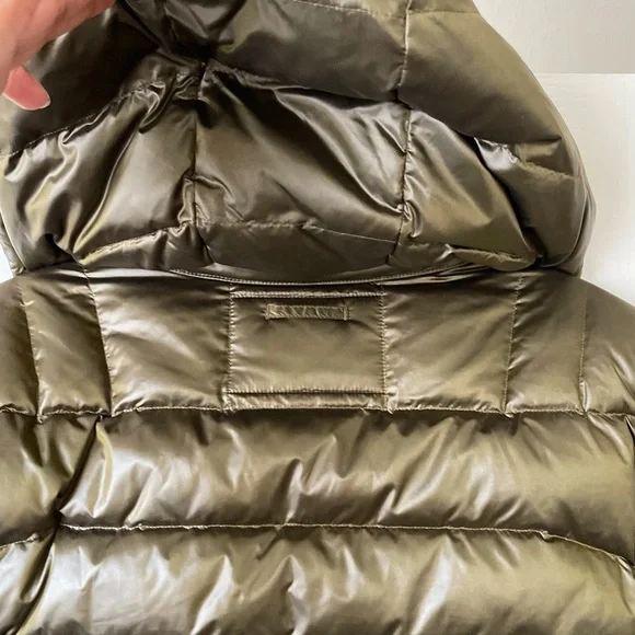 49Winters Shell Hooded Down Puffer Jacket Green Gunmetal Medium EUC - Picture 10 of 13